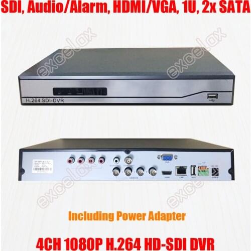 4CH 1080P H.264 HD-SDI DVR Support 4 Channel 1920x1080 2MP VLC SDI Camera Audio Alarm 2x SATA HDD HDMI-compatible VGA CVBS 1U
