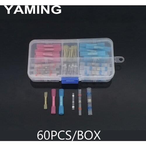 60PCS/box Electrical Connector Waterproof Solder Seal Heat Shrink Butt Connectors Combined Soldering Sleeve Wire Cable Terminal