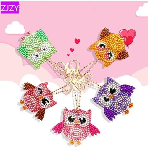 DIY 5D Diamond Embroidery Cartoon Animal Series Key Chain Full Diamond painting Keychains Cross Stitch Women Bag Key Chain