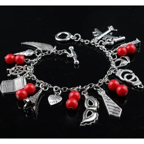 DIY Multi-pendants 50 Fifty Shades of Grey Bracelets for Women Red Beads Mask Pendants a bracelet Valentines Day Gift