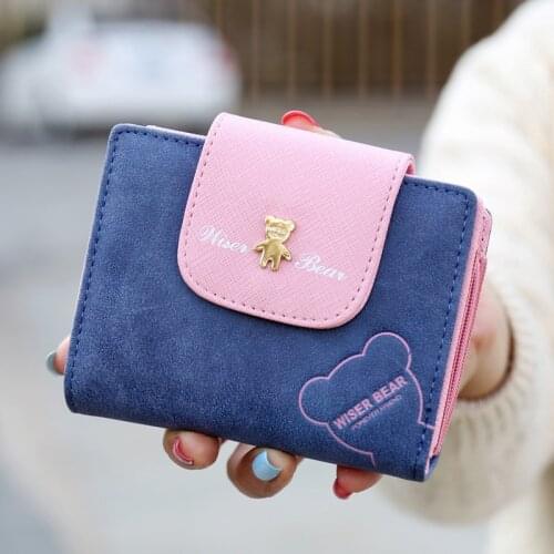 Brand New Lovely Bear Wallet Female Leather Small Change Clasp Purse Money Coin Card Holder Carteras Girl wallets Portfolio