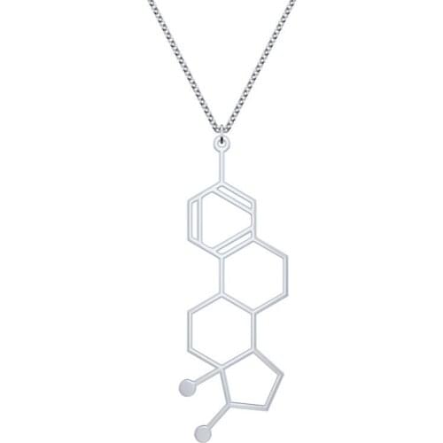 Estrogen Molecule Necklace Color free Choice Silver or Gold or Matte Black Free Ship
