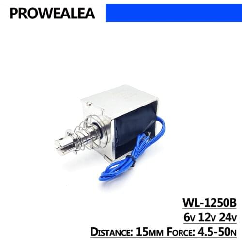 Solenoid Electromagnet Push Pull Type WL-1250B 6V 12V 24V Thrust Force 4.5-50N 15mm Open Frame Linear Electric Magnet