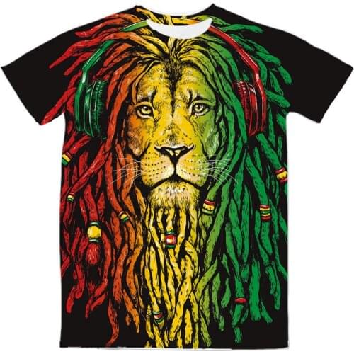 REAL American US SIZE Rastamon Custom Made Sublimation Print Mens Clothing Top T-Shirt