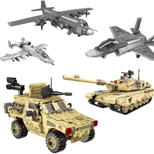 City Military Truck Blocks City Army Tank Playmobil Building Blocks Set DIY Figures Airplane Helicopters Model Bricks Toys Gifts
