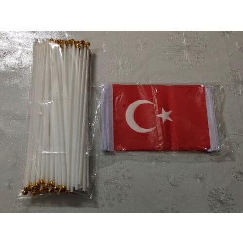 KAFNIK,50 PCS/lot Turkey hand Flags 14*21CM, Free Shipping