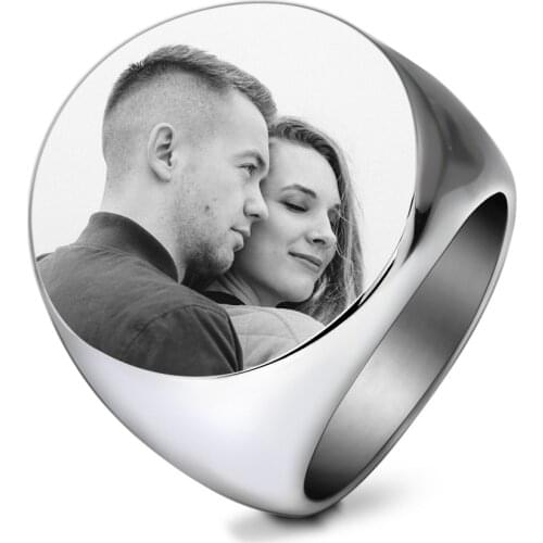 Custom Engraving Initial Monogram Signet Ring for Men Women Anniversary Birthday Gift Stainless Steel DIY Finger
