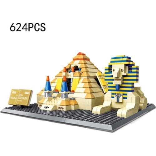 Disney Mickey mouse Around the World building block Egypt pyramid of Khufu Sphinx model brick educational toy nanobrick for gift