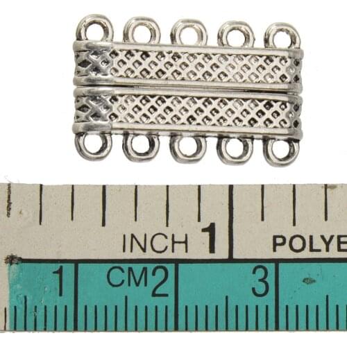 Magnetic clasp multilayer bracelet necklace 5 hole bar rectangle silver plate alloy fashion classic jewelry components 24mm 5pcs