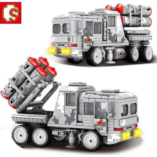 SEMBO 329Pcs Military Antiaircraft Missile Vehicle Model Building Blocks Army Soldier Weapons WW2 Figures Bricks Toys Children