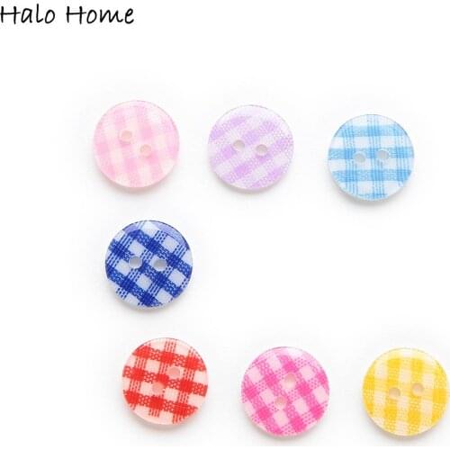 Multi-Color Optional 50pcs 2 Holes Grid Resin Buttons Decor Sewing Scrapbooking Handmade Clothing DIY Making Decorative 13mm