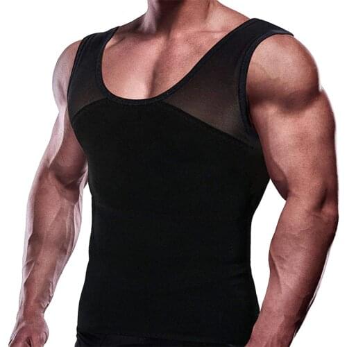 Mens Slimming Body Shaper Vest Chest Compression Shirt Abs Abdomen Slim Tank Top Undershirt Tight Waist Trainer Tummy Control