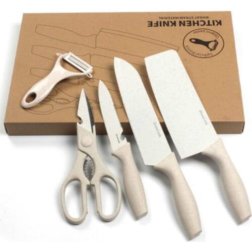 2019 5PCS Kitchen Knife Set Stainless Steel Blades Chef Knife Sets Santoku Utility Paring Cooking Tools kitchen with a gift box