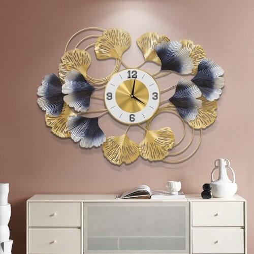 New Chinese style Ginkgo biloba wall clock modern living room creative contracted art reloj de pared mute wall digital clock