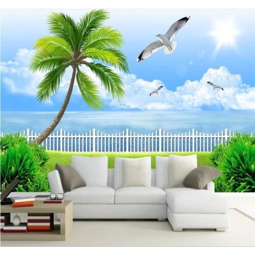 Custom wallpaper 3D stereo sea view living room TV background wall painting high quality waterproof material