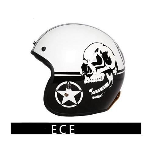 Retro Motorcycle Helmet 3/4 Open Face Fiberglass Shell Casco Moto Electric Bicycle Helmet Summer Motorbike Helmet ECE