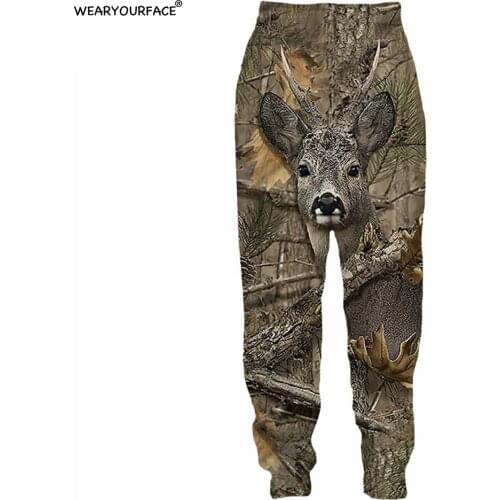 Hunting Deer 3D All Over Print Full Length Joggers Pants Hipster Fashion Sports Streetwear Sweatpants Men Unisex Clothes