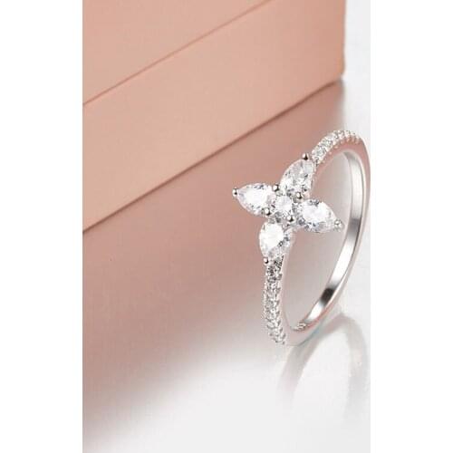 SOELLE 925 Sterling Silver Marquise Shape Zircon Flower Phalanx Ring Pave Cubic Zirconia Women Luxury Brand Design Jewelry