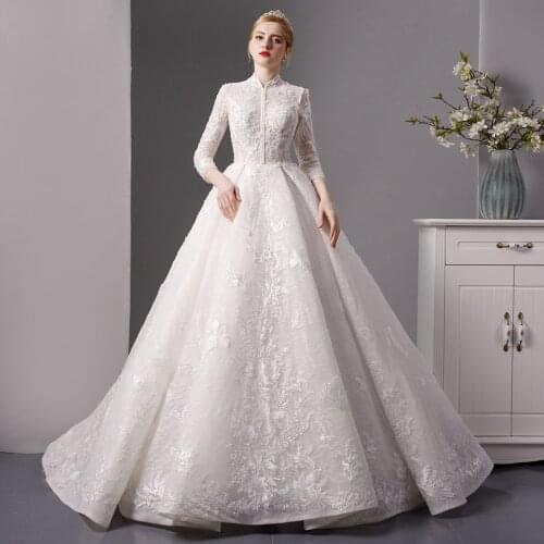 1822 vestidos de novia long sleeve wedding dress vestito da festa di nozze sukienka na wesele dla gościa bridal gown with jacket