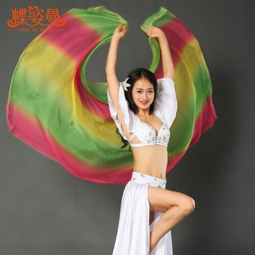 2017 Women Bellydance Costumes Time-limited Real Silk Scarf Manchester Gradient Hand Yarn Practice Costume Props Throw Sj001
