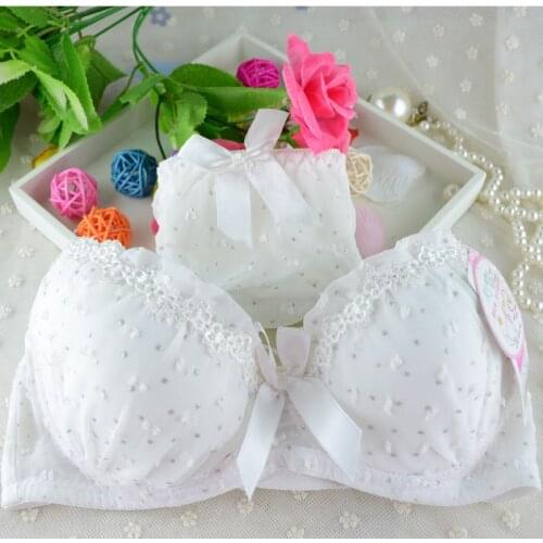 Women Lace Bowknot Push Up Bras Sets Dot Print Padded Bras Underwire Brassiere