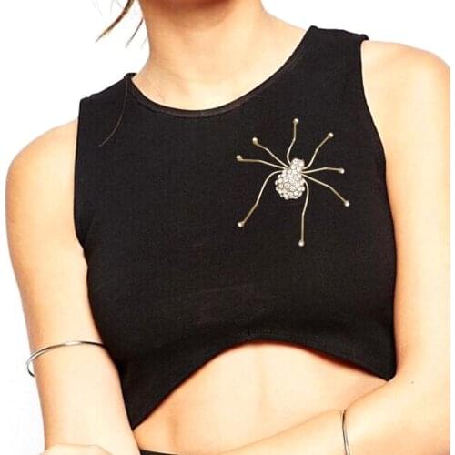 Art Nouveau Gold Big Spider Insect Crystal Hat Tie Lapel Scarf Pin Badge Collective Brooches Women TEA PARTY Anime Jewelry