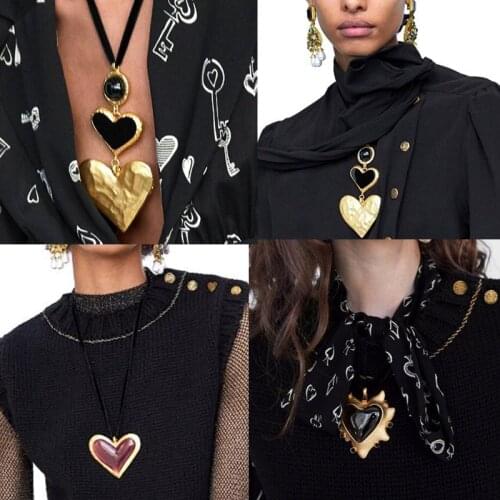 DIEZI Vintage Bohemia Big Heart Choker Necklaces For Women 2019 New Statement Collar Necklaces Pendant Wedding Party Gifts