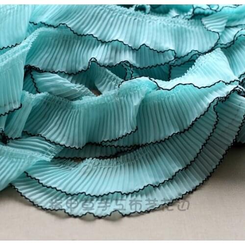 1M Black White Red Pink Mint Green Organ Pleated Lace Trims Embroidered Net Tape Soft Ribbon Fabric Home Decoration 6.5cm Width