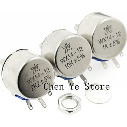 10PCS WX14-12 3W Wirewound Potentiometers 470R 1K 10K 20K 22K 56R 100R 220R 330R 470R 560R 680R 2.2K 3.3K 4.7K 2K2 3K3 4K7 WX14
