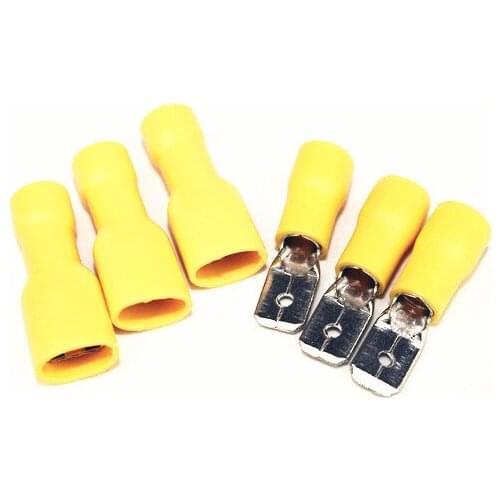 100Pcs FDFD5.5-250 MDD5.5-250 Semi Insulated 12-10AWG 4.0-6.0mm2 Spade Male & Female Electrical Crimp Terminals Kits