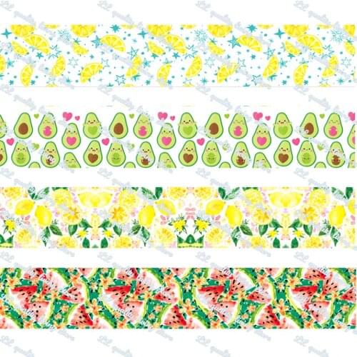 16-75MM Cartoon Fruit printed Grosgrain Ribbon 50 Yards/Roll Tape Clothing Bakery Hairbow Gift Wrapping Accessory Hairbow Head