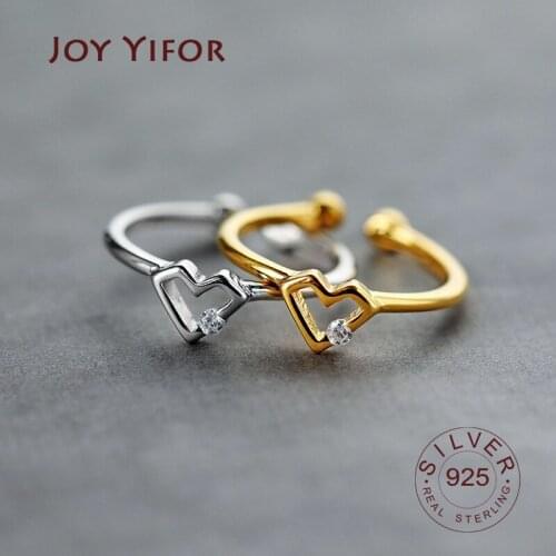 925 Sterling Silver Rings for Women heart hollowout Round Geometric 925 Silver Wedding Fine Jewelry Minimalist Gift