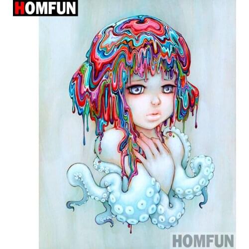 HOMFUN "Cartoon girl" Diamond Painting 5D Full Square/Round Drill Home Decor DIY Diamond Embroidery Cross Stitch A13008