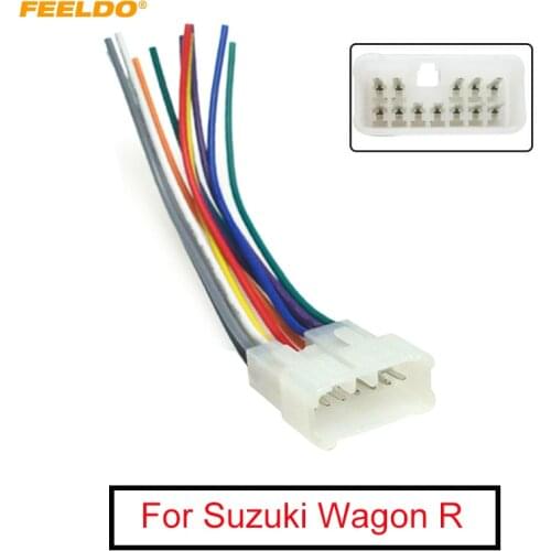 FEELDO Car Radio 12pin Female Connector Plug Wire Harness Adapter For Suzuki Wagon R Audio CD Player Wiring