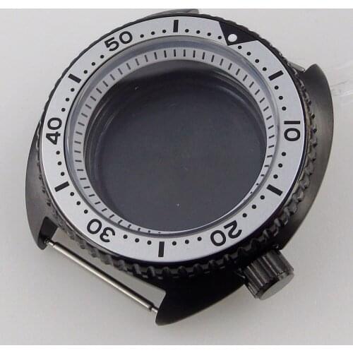 Black PVD Plated Automatic Brushed Watch Case fit NH35A NH36A Movement Chapter Ring Screwdown Crown Flat Sapphire Glass