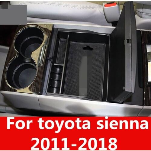 Car Central Armrest Storage Box Console Arm Rest Tray Holder Case Palle Interior decoration For toyota sienna 2011-2018