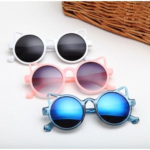 Kids Round Cat Ear Sunglasses Unisex PC Sun Glasses Lovely Cartoon Children Baby Eyewear Fashion UV400 Protection