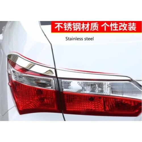 For Toyota Corolla 2014 -2018 Car Body Rear Tail Light Lamp Detector Frame Stick Styling ABS Chrome Cover Trim Eyebrow JC