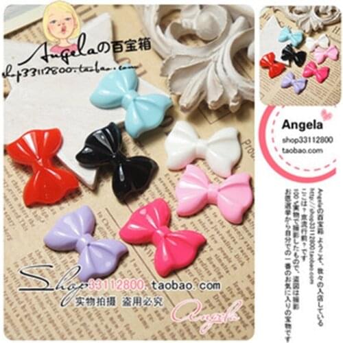 For DIY Decoration 14pcs Mixed 28*20mm Popular Flat Back Reisn Cabochon Bow