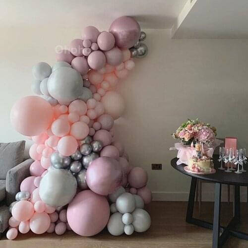 Purple Peach Grey Macaron Pastel Balloon Garland Kit Arch Set Birthday Decoration Baby Shower Wedding Globos Backdrop