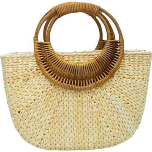 Hot deals Summer Vietnam natural Water hyacinth handbags Impressive for Ladies with Handle round made in Vietnam