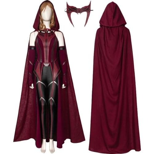 WandaVision Cosplay Wanda Costume Adult Women Red Outfit Fancy Halloween Masquerade Clothing Full Props With Boots