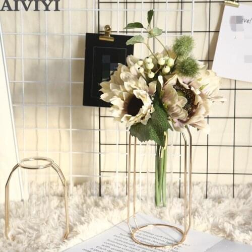 4 heads Artificial flower sunflower wedding bouquet silk fake plants leaves flower wall weddiing home table window decoration