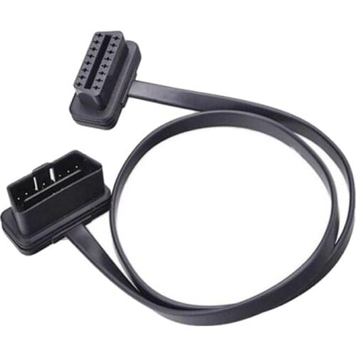 Newest Flat Thin As Noodle OBD2 OBDII OBD 16Pin ELM327 Male To Female Elbow Extension Cable Diagnostic Scanner Connector