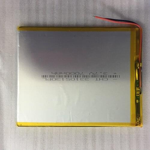 Lithium polymer battery 3.3x105x130mm 3.7v 7000mah tablet battery 2 wire