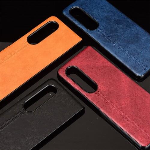 Mobile phone Case PU Leather Calfskin Pattern Protective Cover Frame For Samsung Galaxy Z Fold 3 5G