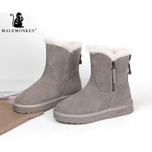 Male Monkey High Quality Womens Australia Classic Snow Boots Real Leather Natural Winter Boots Brand Womens Warm Shoes
