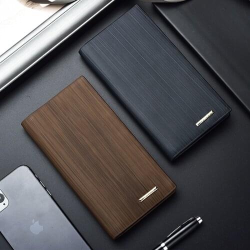Wallet Mens Long Korean Youth Business Mens Wallet Multi-card Wooden Grain Student Soft Wallet Wallet