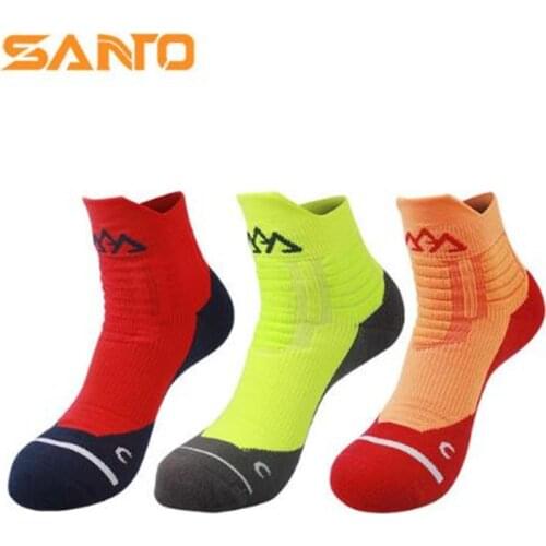 Running Socks SANTO S051/S052 Silver Lon Series Professional MARATHON Socks Quick Dry Men Women Sports Socks