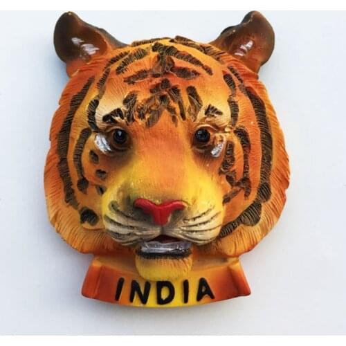 New Hand-painted India Bengal Tiger Head 3D Fridge Magnets Tourism Souvenirs Refrigerator Magnetic Stickers Gift